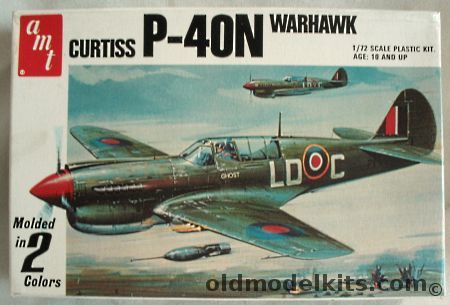AMT-Matchbox 1/72 Curtiss P-40N Warhawk Or Kittyhawk FB.IV - USAAF 10th AF/85th FS India 1944 and RAF No250 Sq Kittyhawk Italy 1944, 7105 plastic model kit